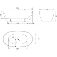 Ванна отдельностоящая BelBagno BB81-1500-W0 150х75 см, Размер - мм: 1500х750 - фото 4