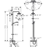 Душевая стойка с термостатом Hansgrohe Showerpipe Croma 180 27351400 - фото 2