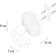 Двойной крючок Fixsen Retro FX-83805, цвет бронза - фото 3