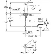 Смеситель для раковины Grohe Eurodisc Cosmopolitan 164 мм 23049002 - фото 3