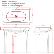 Раковина на ножках ArtCeram Civitas 90 см CIL002 01 00 bi*1 - фото 3