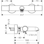 Смеситель для ванны с термостатом Axor Citterio M 34435000 - фото 3