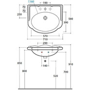 Раковина подвесная Globo Paestum 70 см PA006.BI*1 - фото 4
