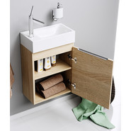 Тумба подвесная с раковиной Aqwella Леон-МР 40 см Ln-MP.01.04/DS, дуб сонома, Цвет фасада: светлое дерево - фото 2