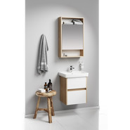 Тумба подвесная с раковиной Aqwella Сити 50 см CI0105DB, дуб балтийский, Цвет фасада: дуб балтийский - фото 4