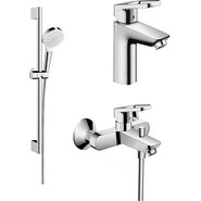 Набор смесителей 3 в 1 для ванны с коротким изливом Hansgrohe Logis Loop 1022018 - фото 