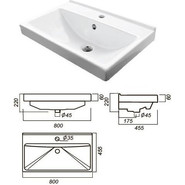 Тумба подвесная с раковиной Стиль Модерн 80/2 см, белый - фото 4