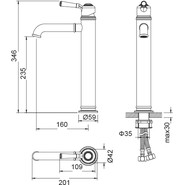 Смеситель для раковины высокий Timo Arisa 5311/02F, антик - фото 3