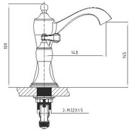 Смеситель для раковины Timo Unari 7511/04F, черный антик/золото - фото 2