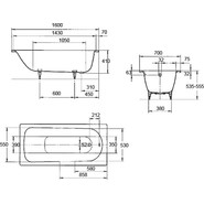 Ванна стальная Kaldewei Saniform Plus 160х70 см mod. 362-1 easy-clean 111700013001 - фото 6