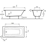 Ванна акриловая Jacob Delafon Patio 150х70 см E6810RU-01, Размер - мм: 1500х700 - фото 2