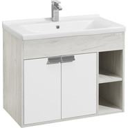 Тумба подвесная с раковиной Акватон Флай 80 см 1A2374K0FAX10, белый/дуб крафт - фото 