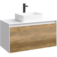 Тумба подвесная со столешницей Aqwella 5 Stars Mobi 100 см MOB0110W/MOB0710DB, белый/дуб балтийский - фото 