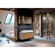 Тумба подвесная со столешницей Aqwella 5 Stars Mobi 100 см MOB0110BS/MOB0710DB, бетон светлый/дуб балтийский - фото 3