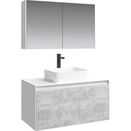 Тумба подвесная со столешницей Aqwella 5 Stars Mobi 100 см MOB0110W/MOB0710BS, белый/бетон светлый - фото 2