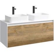 Тумба подвесная со столешницей Aqwella 5 Stars Mobi 120 см MOB0112W/MOB0712DB, белый/дуб балтийский - фото 