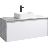 Тумба подвесная со столешницей Aqwella 5 Stars Mobi 120 см MOB0112BS/MOB0712W, бетон светлый/белый - фото 