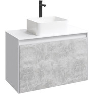 Тумба подвесная со столешницей Aqwella 5 Stars Mobi 80 см MOB0108W/MOB0708BS, белый/бетон светлый, Цвет фасада: бетон - фото 