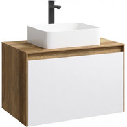 Тумба подвесная со столешницей Aqwella 5 Stars Mobi 80 см MOB0108DB/MOB0708W, дуб балтийский/белый - фото 