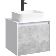 Тумба подвесная со столешницей Aqwella 5 Stars Mobi 60 см MOB0106W/MOB0706BS, белый/бетон светлый - фото 