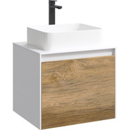 Тумба подвесная со столешницей Aqwella 5 Stars Mobi 60 см MOB0106W/MOB0706DB, белый/дуб балтийский - фото 