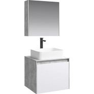 Тумба подвесная со столешницей Aqwella 5 Stars Mobi 60 см MOB0106BS/MOB0706W, бетон светлый/белый - фото 2