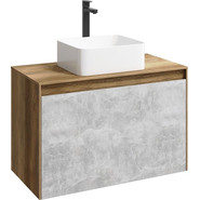 Тумба подвесная со столешницей Aqwella 5 Stars Mobi 80 см MOB0108DB/MOB0708BS, дуб балтийский/бетон светлый - фото 