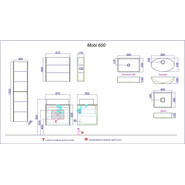 Тумба подвесная со столешницей Aqwella 5 Stars Mobi 60 см MOB0106W/MOB0706BS, белый/бетон светлый - фото 6