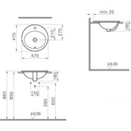 Раковина врезная на столешницу Vitra S20 48 см 5467B003-0001 - фото 4