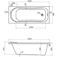 Ванна акриловая Santek Тенерифе 150x70 см 1.WH30.2.213, Размер - мм: 1500х700 - фото 5