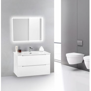 Тумба подвесная с раковиной BelBagno ETNA39-800/390-2C-SO-BL-P 80 см, Bianco Lucido, Цвет фасада: Bianco Lucido - фото 2