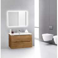 Тумба подвесная с раковиной BelBagno ETNA39-800/390-2C-SO-RN-P 80 см, Rovere Nature, Цвет фасада: Rovere Nature - фото 2