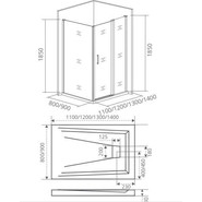 Душевое ограждение Bas Infinity WTW+SP G-CH 130х80 см, хром/матовое - фото 3
