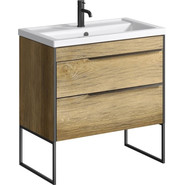 Тумба напольная с раковиной Aqwella Fargo 80 см FRG0108DB/FRGN440, дуб балтийский - фото 