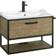 Тумба подвесная с раковиной Акватон Лофт Фабрик 80 см 1A2424K0LTDY0, дуб кантри - фото 