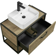 Тумба подвесная со столешницей Акватон Лофт Фабрик 80 см 1A242401LTDY0, дуб кантри - фото 4