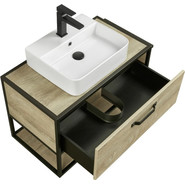 Тумба подвесная со столешницей Акватон Лофт Фабрик 80 см 1A242401LTDU0, дуб эндгрейн - фото 4