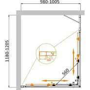Душевое ограждение Cezares 120х100 см MOLVENO-AH-21-100+20-C-Cr-IV, хром/прозрачное - фото 2