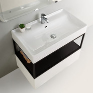 Тумба подвесная с раковиной Cezares CADRO-80/46/30-1C-SO-MET-ST 80 см, черный/белый - фото 