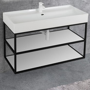 Тумба подвесная с раковиной Cezares CADRO-100/46/58-2C-SO-MET-ST 100 см, черный/белый - фото 