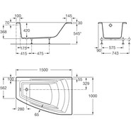 Ванна акриловая Roca Hall Angular 150x100 см ZRU9302865 R - фото 4
