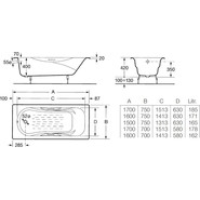 Ванна чугунная Roca Malibu 170x70 см 2333G0000 с антискользящим покрытием - фото 5