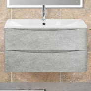 Тумба подвесная с раковиной BelBagno ACQUA-1000-2C-SO-CVG 100 см, Cemento Verona Grigio, Цвет фасада: Cemento Verona Grigio - фото 