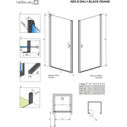 Душевая дверь Radaway Nes 8 Black DWJ I Frame 100 см 10076100-54-56L (стекло 8 мм), черный/прозрачное - фото 6