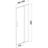 Душевая дверь Mirsant Smart Line1 90-100 см хром/прозрачное - фото 2