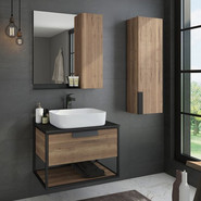 Тумба подвесная с раковиной Comforty Кёльн 75 см, дуб тёмный - фото 3