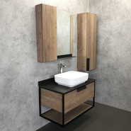 Тумба подвесная с раковиной Comforty Кёльн 90 см, дуб тёмный - фото 5