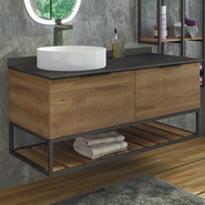 Тумба подвесная с раковиной Comforty Порто 120-1 см, дуб тёмно-коричневый - фото 
