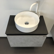 Тумба подвесная с раковиной Comforty Эдинбург 60 см (раковина 9111), бетон светлый - фото 5