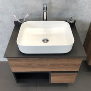 Тумба подвесная с раковиной Comforty Штутгарт 75 см, дуб тёмно-коричневый - фото 6